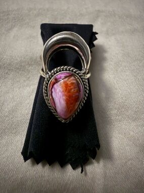 925 Sterling silver pink dahlia ring